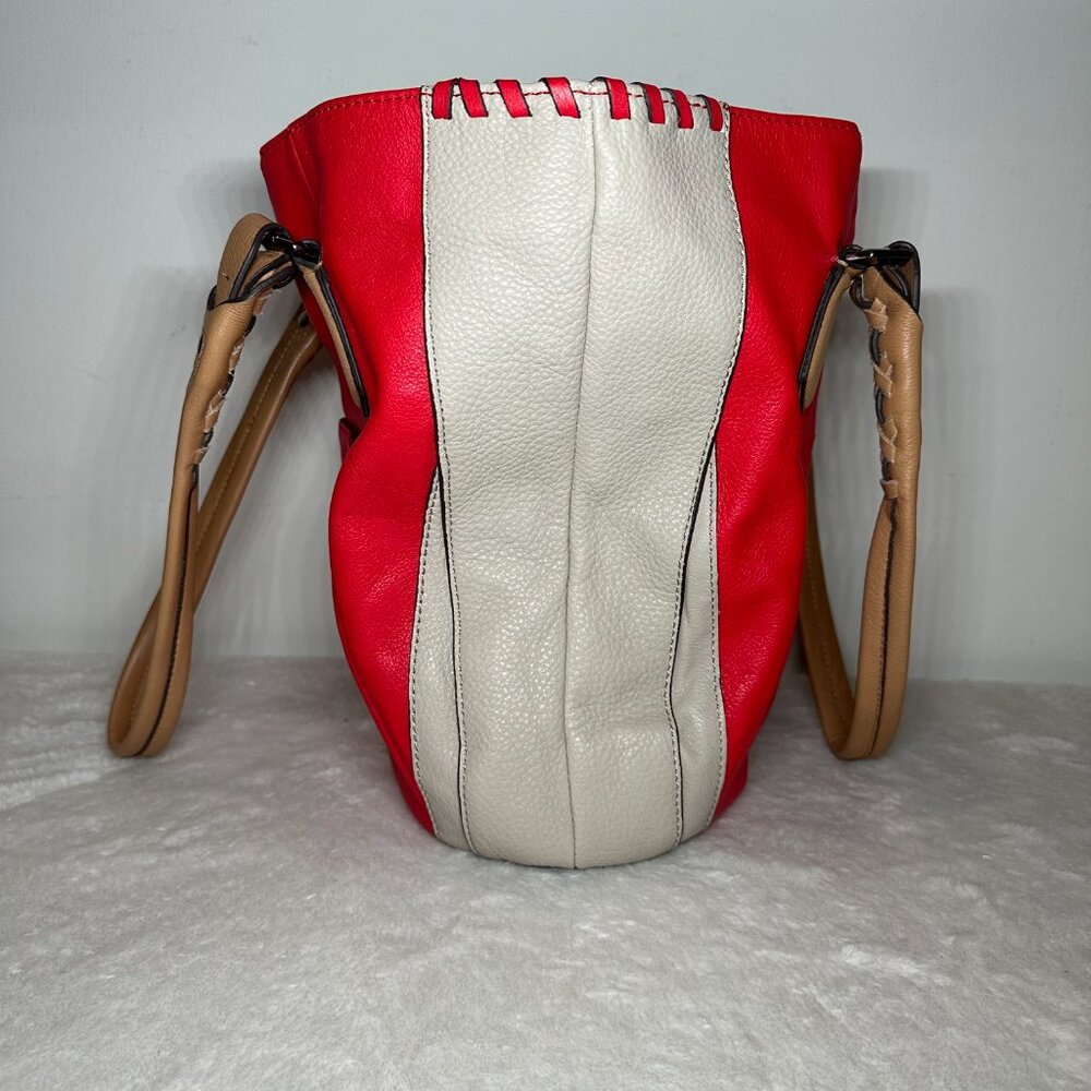 orYany Lyssie Soft Pebbled Leather Colorblock Tote - Berry - Picture 10 of 10